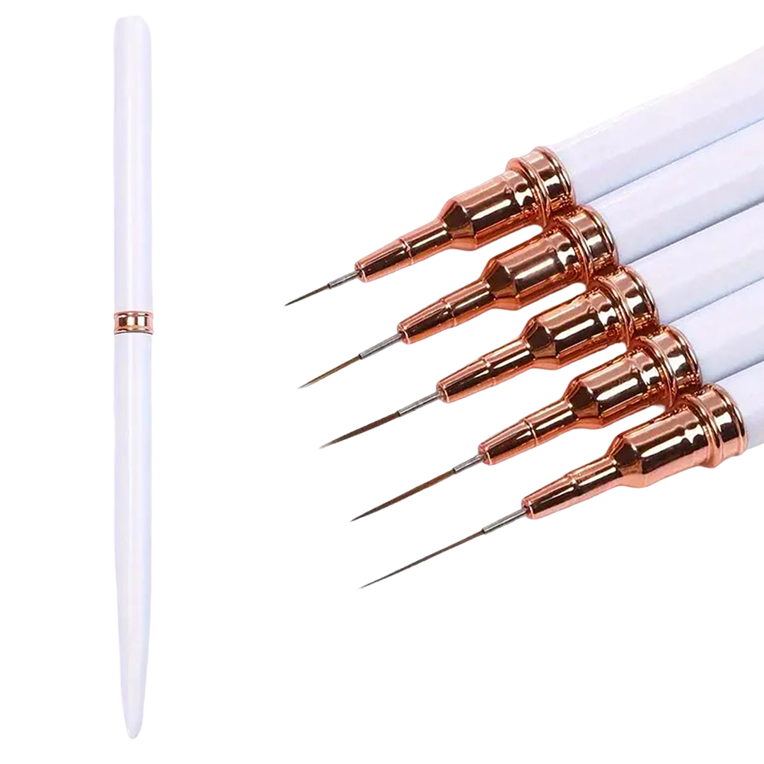 Set de Pinceles para Delineado de Uñas – 5 Piezas Blanco