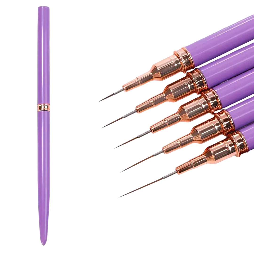 Set de Pinceles para Delineado de Uñas – 5 Piezas Morado